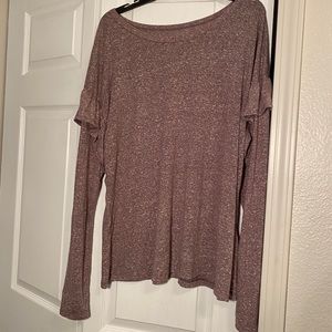 Time and Tru Heather Purple Ruffle Long Sl…